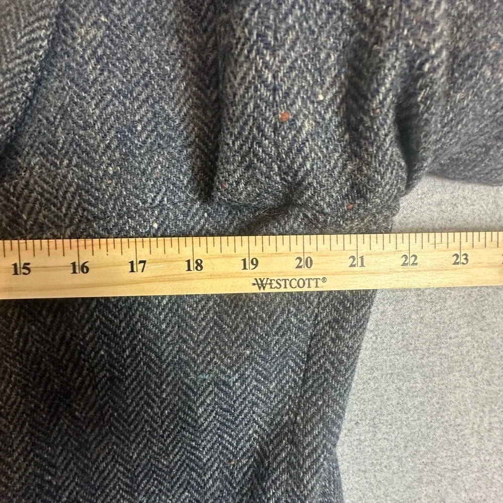 VTG Pure Wool Tweed Blazer Mens 43L Gray Herringbone Made in USA Two Button FLAW